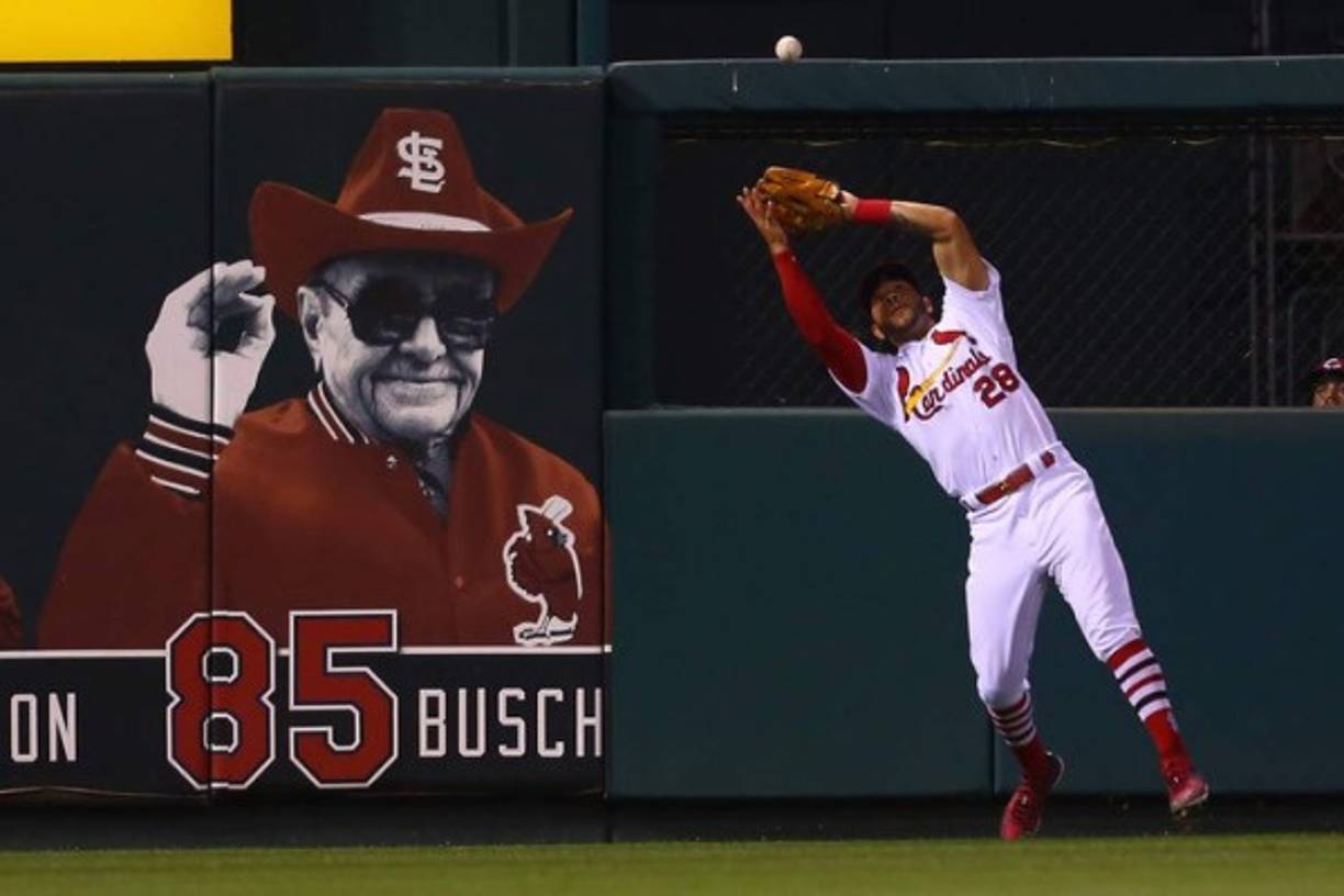 BÉISBO. Atrapada de un cardenal. Tommy Pham, de los Cardenales de St. Louis, atrapa la pelota contra los Cincinnati Reds en el tercer inning del partido disputado en Busch Stadium.