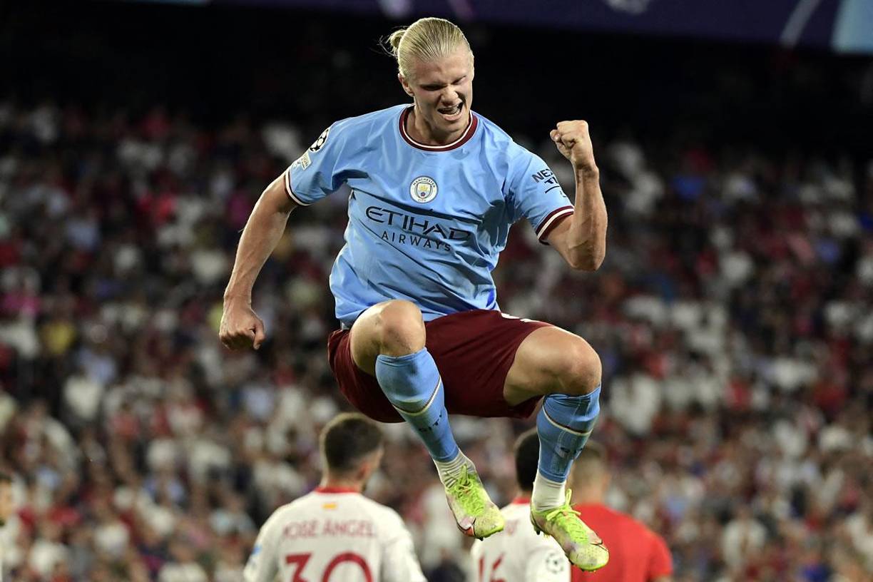La otra figura de la jornada de Champions League ha sido Erling Haaland. El noruego marcó un doblete en la goleada del Manchester City (0-4) sobre el Sevilla.