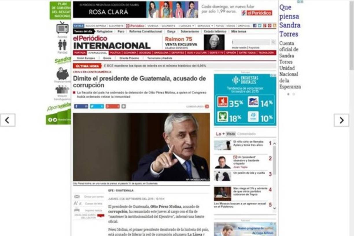 Portada de El Periódico Internacional.