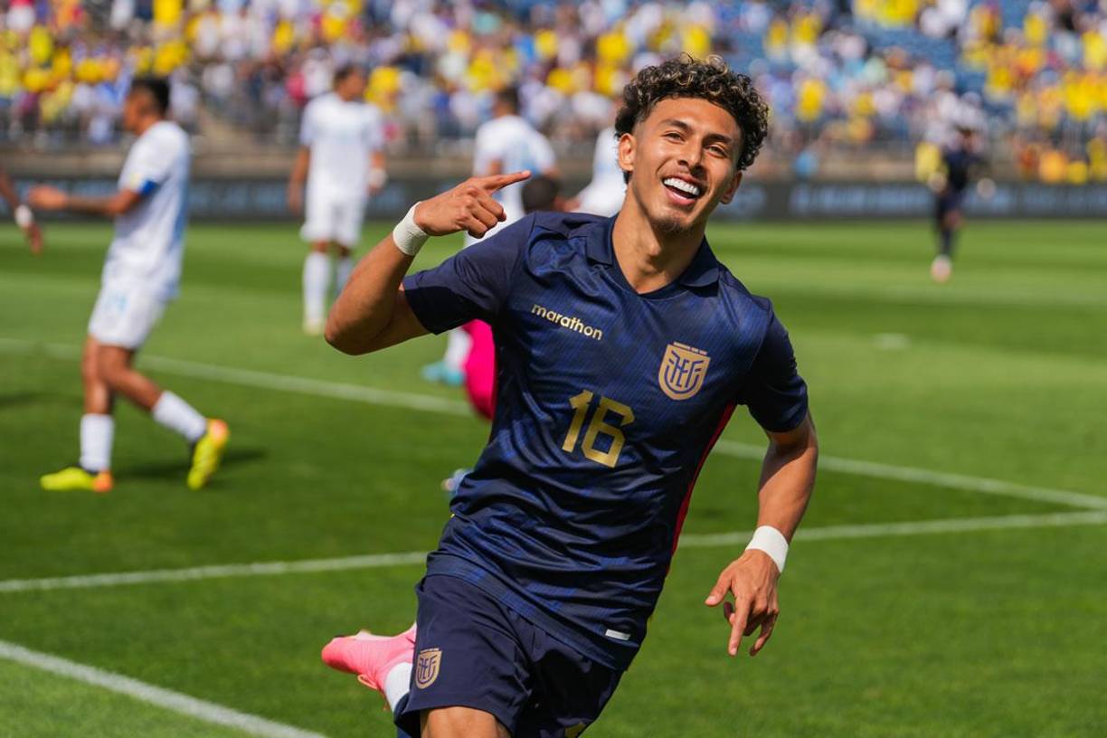 Jeremy Sarmiento celebrando el gol que marcó a los ocho minutos del partido contra Honduras.