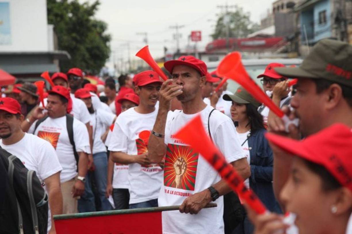 Marcha de los trabajadores en Honduras.