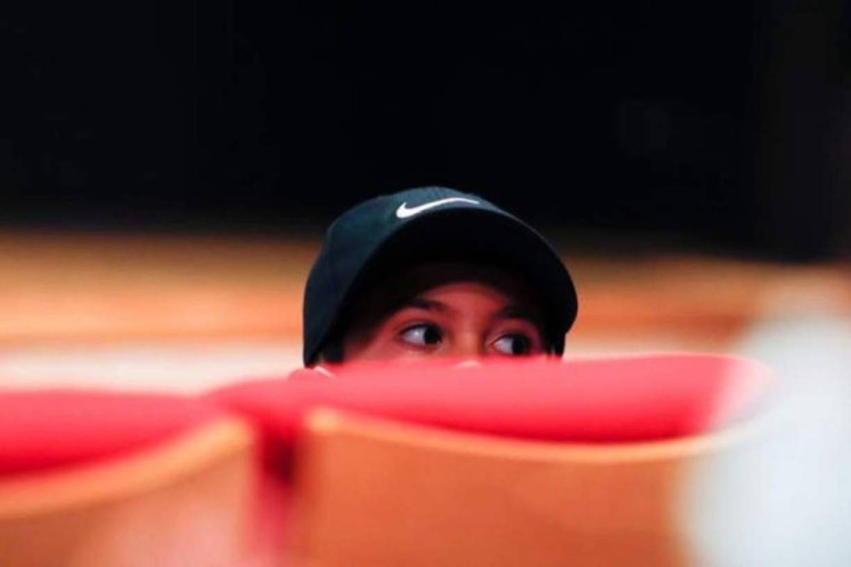 Thiago Messi en la presentación de su padre con el PSG.