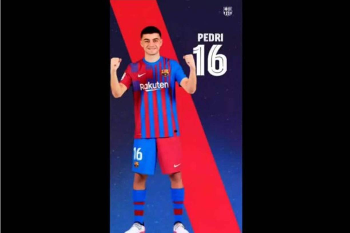 Pedri - El joven centrocampista español porta el dorsal 16 en el Barcelona.