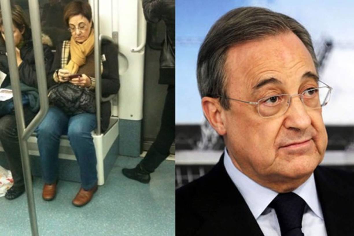 BONUS. Este personaje no es futbolista, pero no podíamos dejar pasar esta gran oportunidad para presentar al parecido del presidente del Real Madrid, Florentino Pérez. Seguramente un aficionado del cuadro merengue que iba en el metro observó a la señora y encontró que era demasiado parecida al dirigente de fútbol.