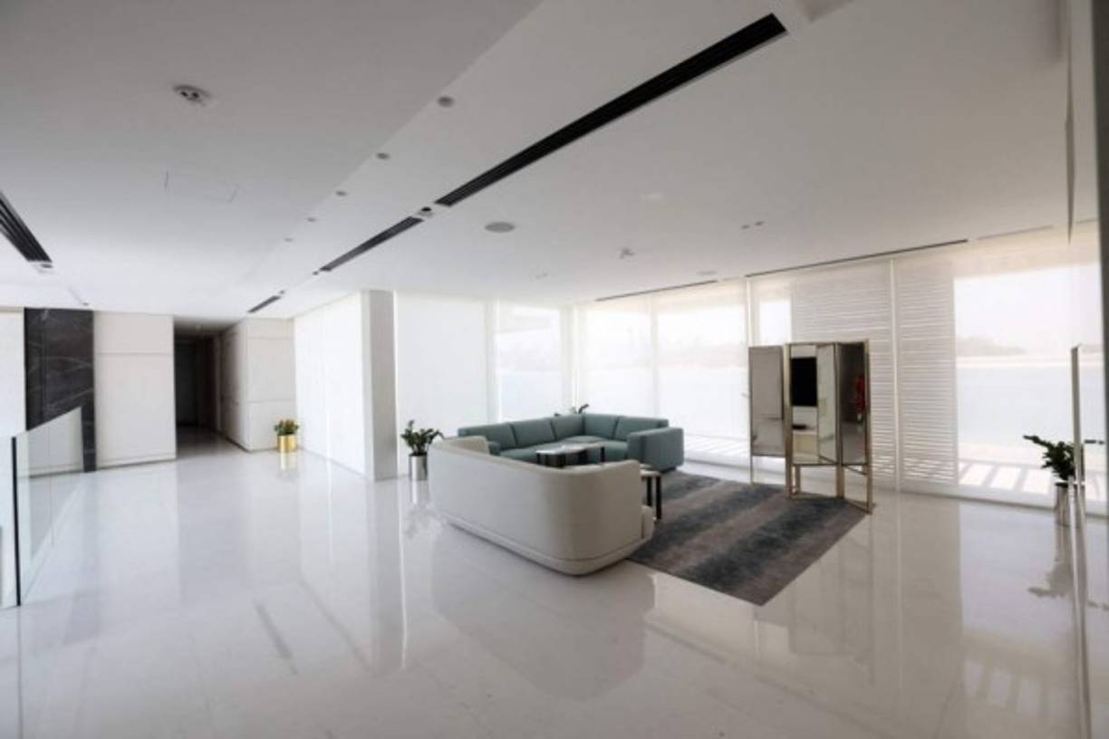 - A la venta villa de 1.309 m2 -<br/><br/>Actualmente, la joya del mercado es una villa moderna de 1.309 m2 de estilo italiano --playa de 60 metros, mármol blanco, piscina enorme y cine incluido-- situada en el extremo de una de las hojas de palmera. Precio: 22 millones de euros (26 millones de dólares).