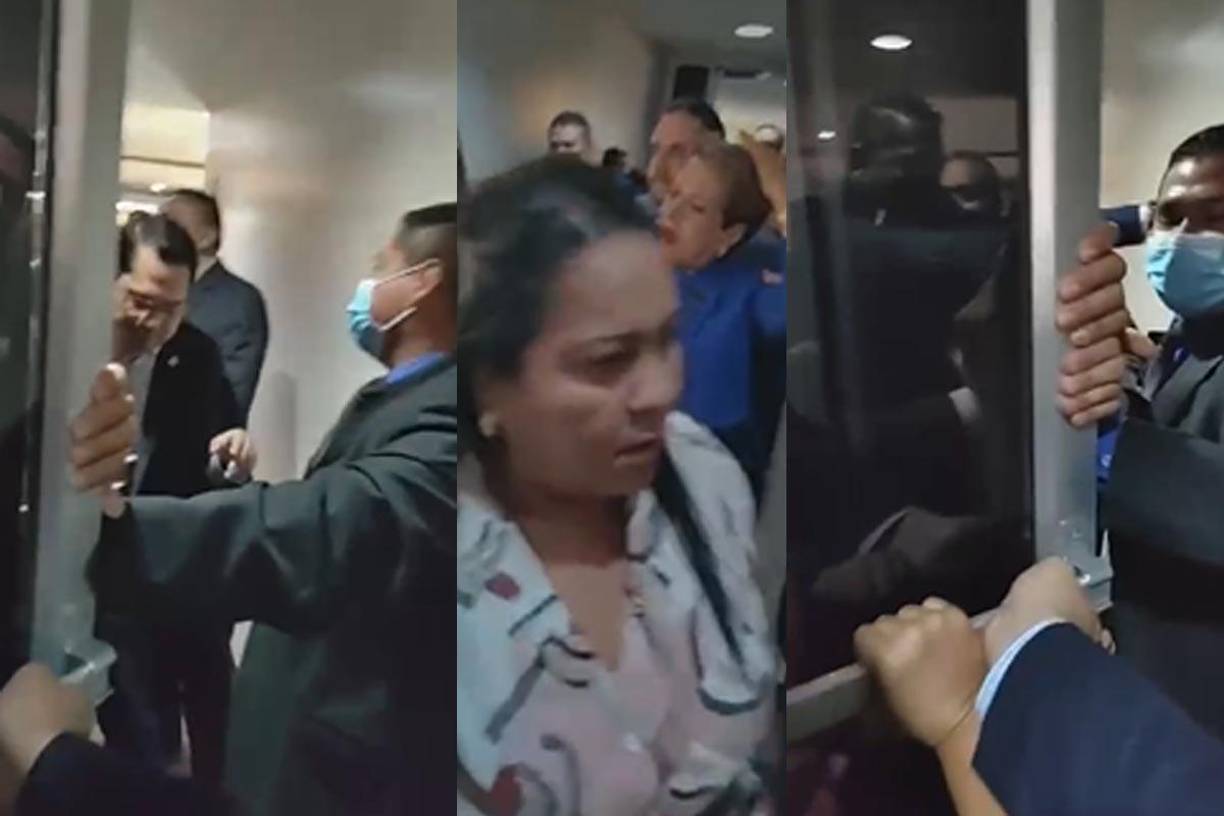 Diputados del Partido Nacional publicaron videos en los que mostraban que no los permitían entrar al salón del Congreso Nacional.