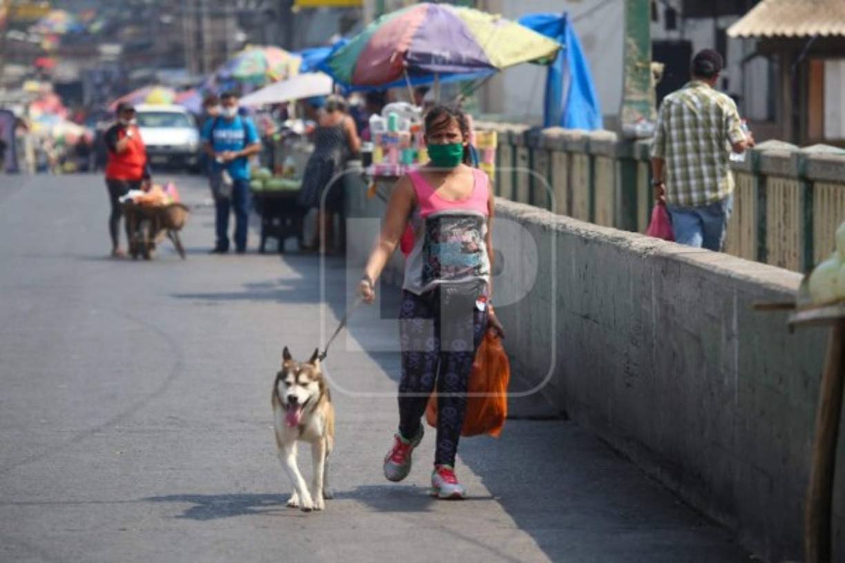 Otros incluso aprovecharon a salir acompañados de sus mascotas para realizar las compras en medio de la emergencia.