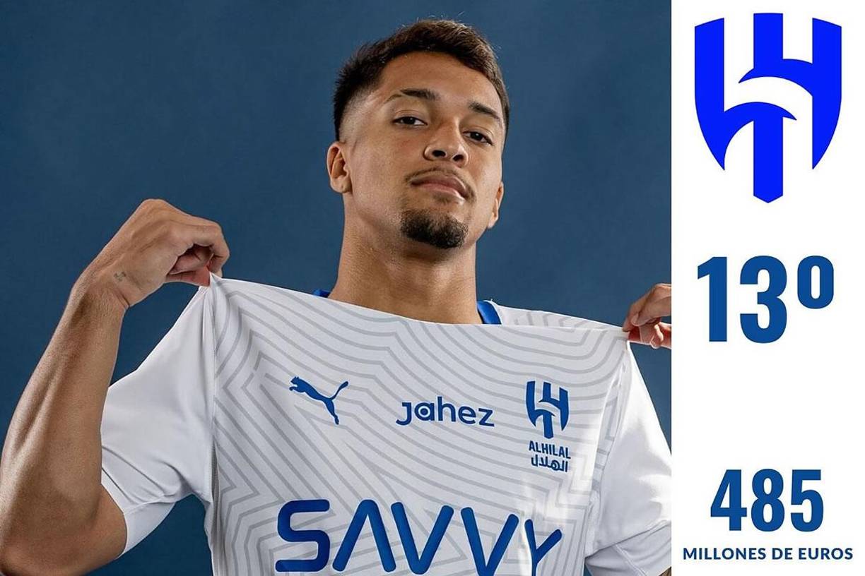 13º - El Al-Hilal está en el decimotercer puesto con 485 millones de euros. Su fichaje más caro esta temporada ha sido Marcos Leonardo por un precio de 40 millones de euros.