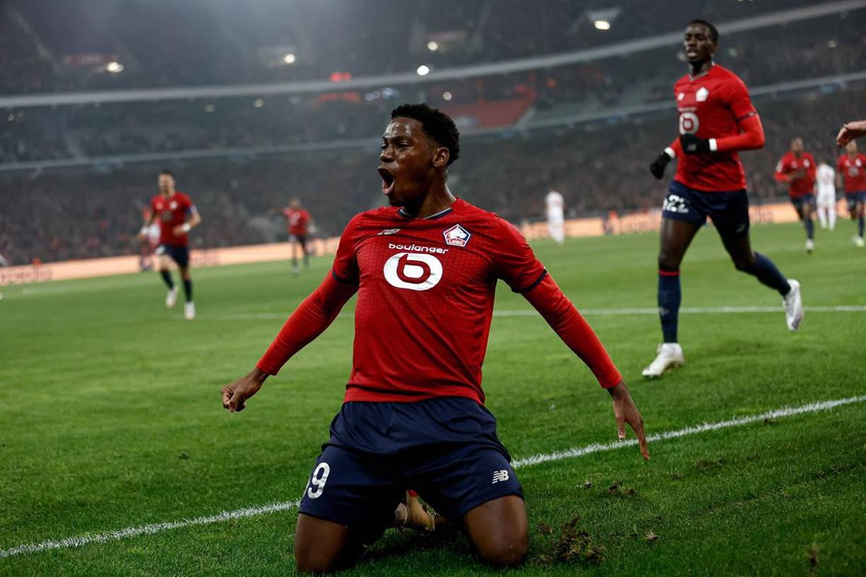 El grito eufórico de Jonathan David tras su gol que provocó la primera derrota del Real Madrid en esta temporada.