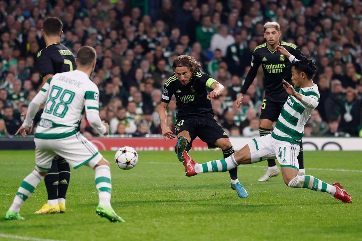 El gran disparo de Luka Modric para su golazo y el 0-2 del Real Madrid en el Celtic Park.