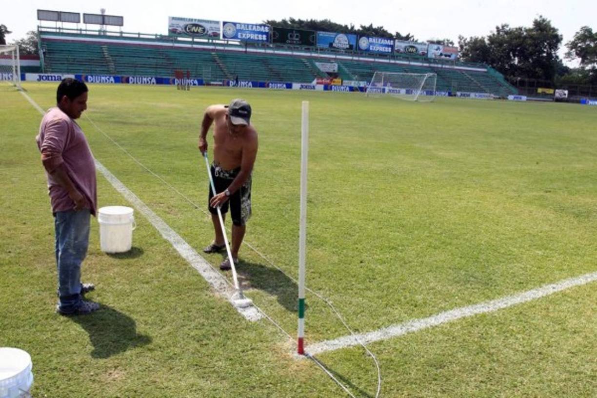 El estadio del Marathón quedó listo para el decisivo partido frente al Motagua.