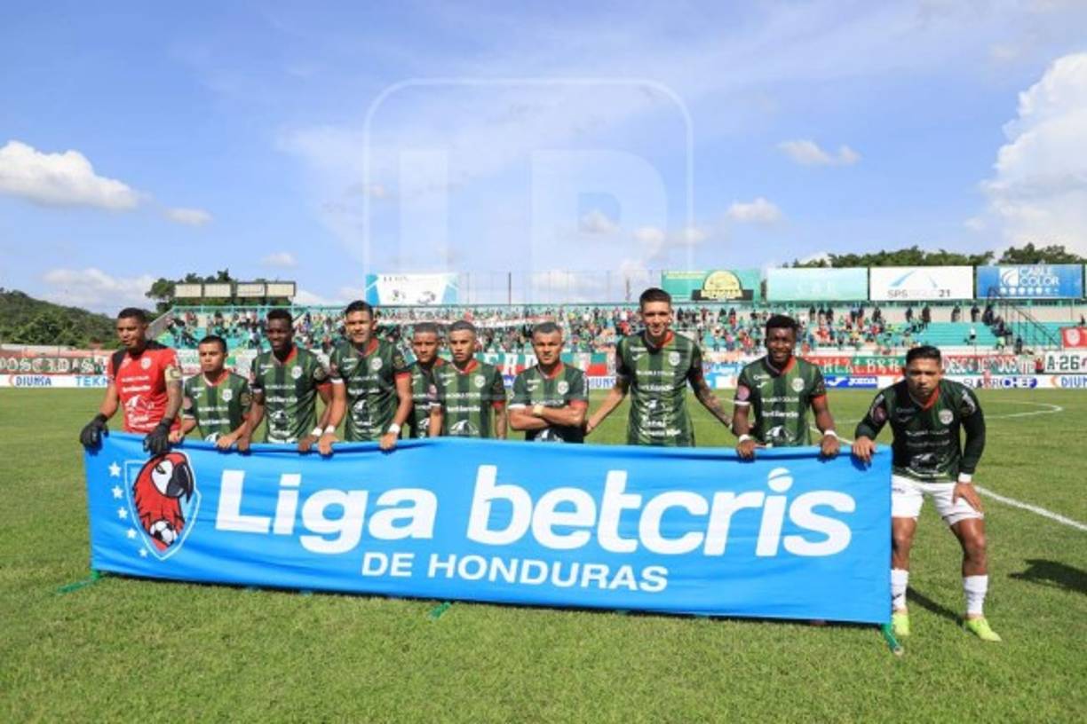 El 11 titular del Marathón en el clásico sampedrano. Selvin Guevara y Carlo Costly fueron novedades en la alineación de los verdes.
