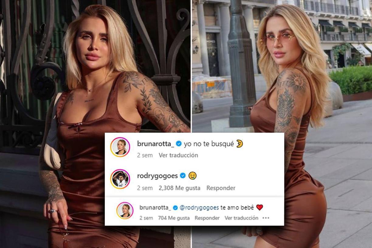 A finales de agosto, Bruna publicó un hilo de fotos con el mensaje “Yo no te busqué”. Seguidamente vino la respuesta de Rodrygo con un emoji de “babeando” y ella replicó con un “te amo, bebé”.