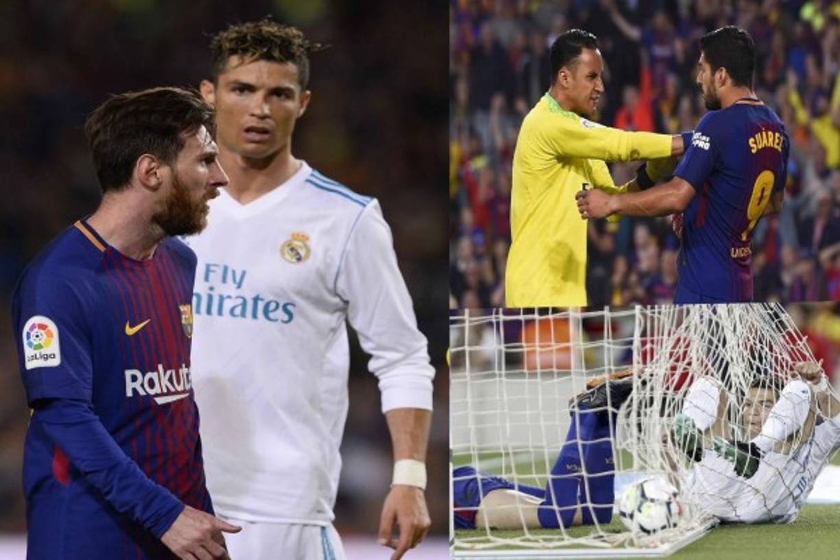 Barcelona's Argentinian forward Lionel Messi (L) receives the Liga Best Player of the month award from Argentinina former player Javier Saviola before the Spanish league football match FC Barcelona against Sevilla FC at the Camp Nou stadium in Barcelona on October 20, 2018. (Photo by LLUIS GENE / AFP)