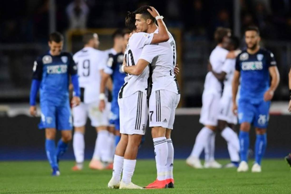 Según la prensa de Italia, el argentino Paulo Dybala es el jugador con el que mejor se lleva Cristiano Ronaldo en la Juventus. Así festejaron el triunfo ante Empoli.