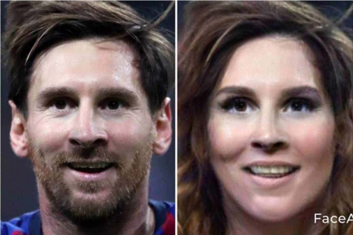 Así se mira Lionel Messi, delantero argentino del FC Barcelona, convertido en mujer con la aplicación 'FaceApp'.