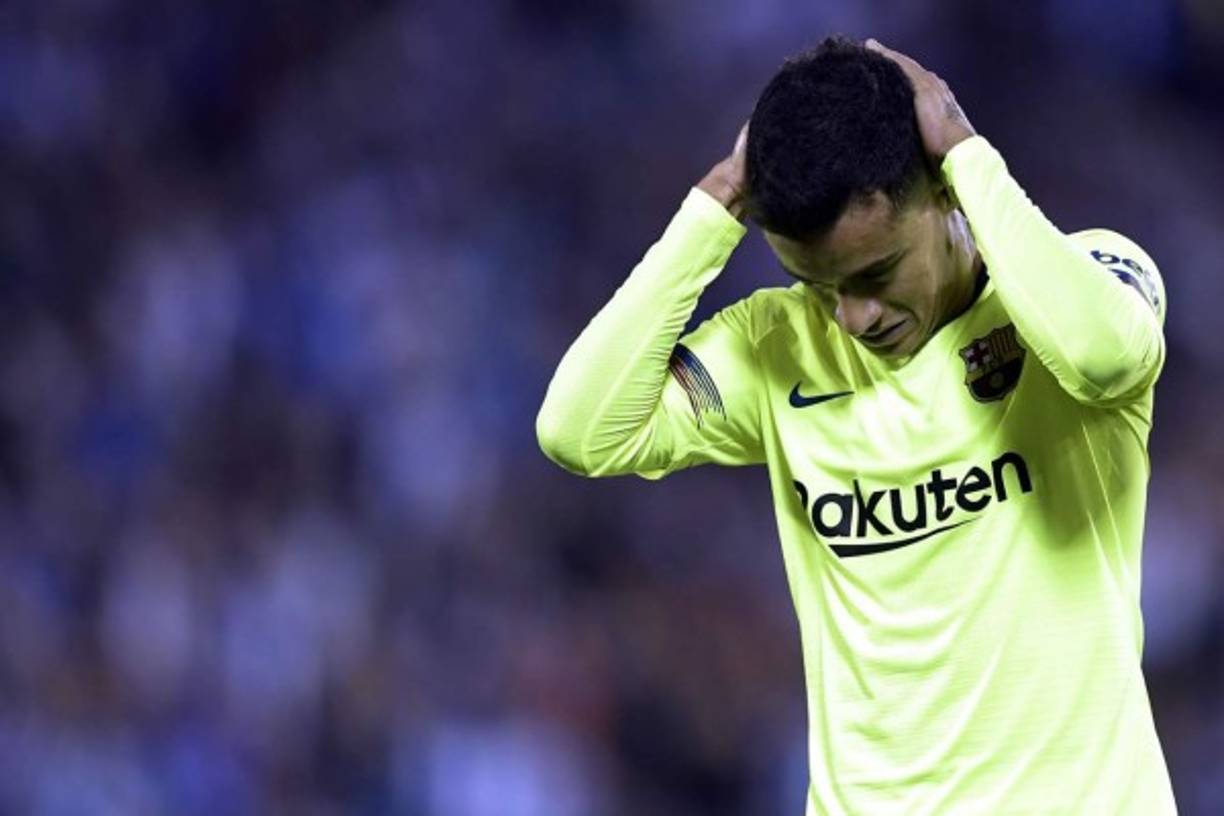 Coutinho se lamenta tras la primera derrota del Barcelona en la temporada de la Liga Española.