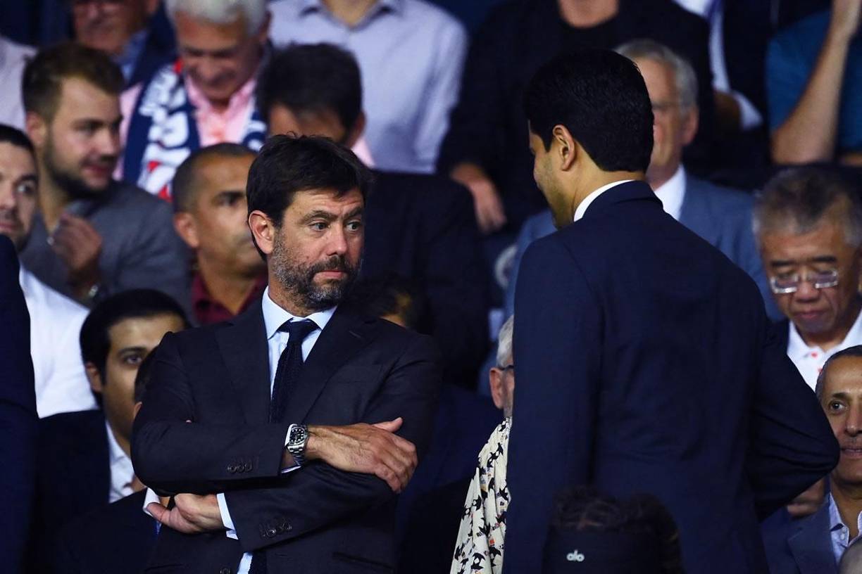 El presidente del PSG, Nasser Al-Khelaïfi, compartió en el Parque de los Príncipes con su colega de la Juventus, Andrea Agnelli.