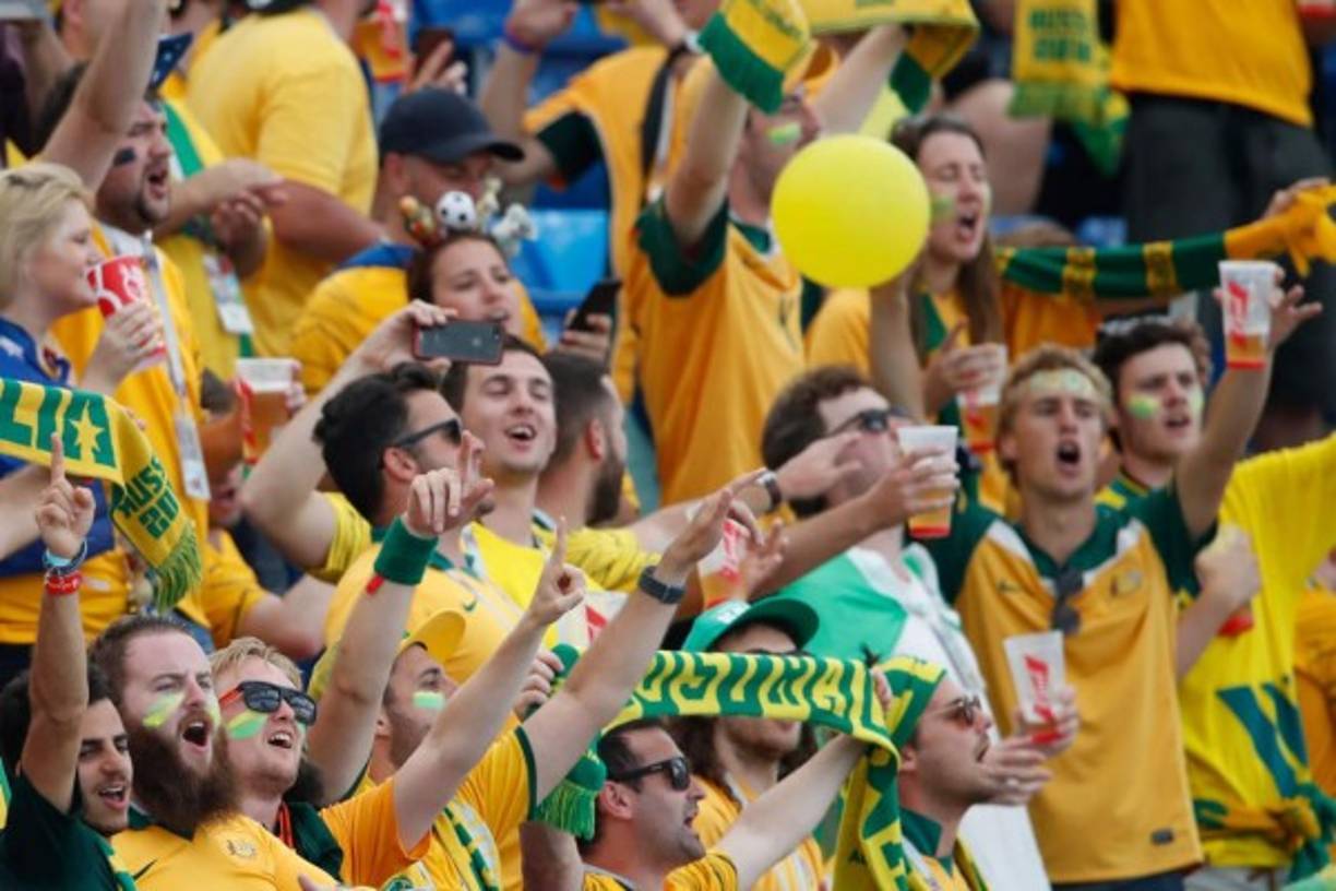 Los austalianos también se hicieron presentes en el estadio Fisht de Sochi. Foto AFP
