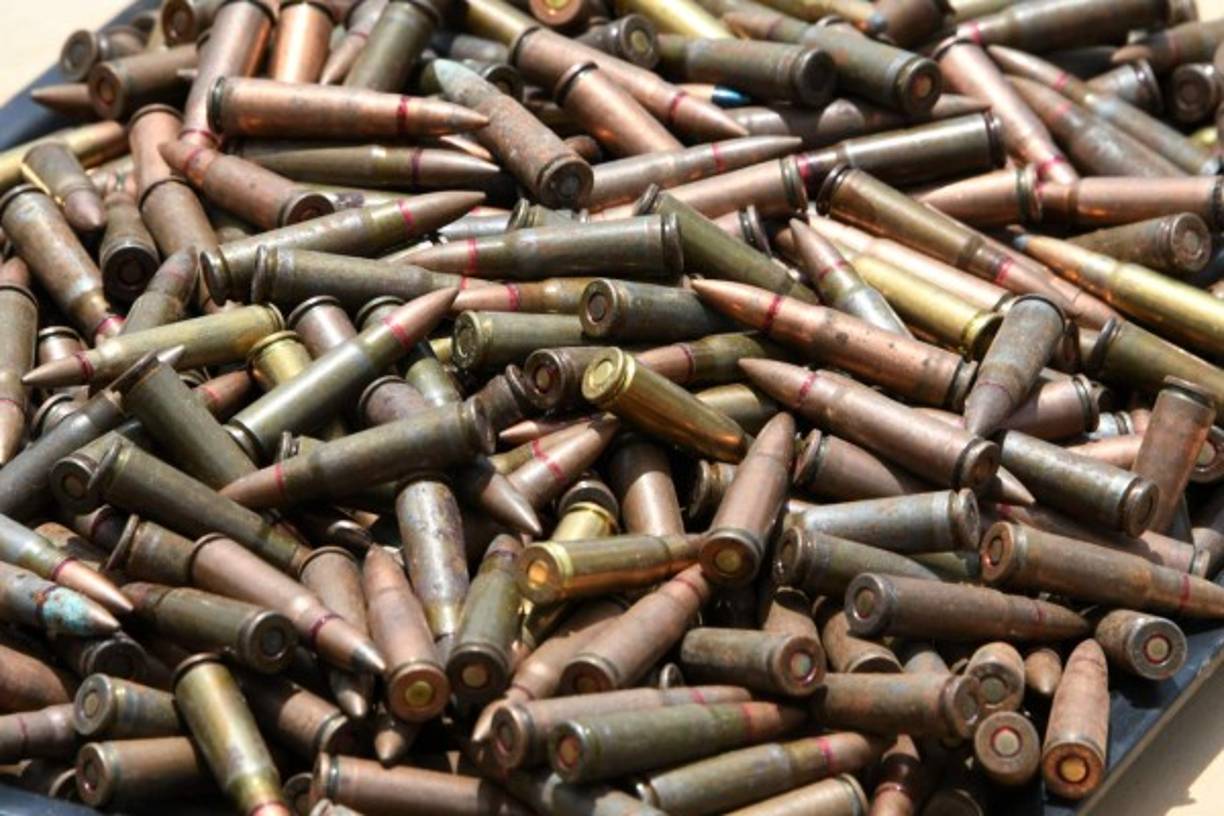 Parte de los proyectiles de armas de alto poder encontrados en el módulo Escorpión de la cárcel de Támara. AFP