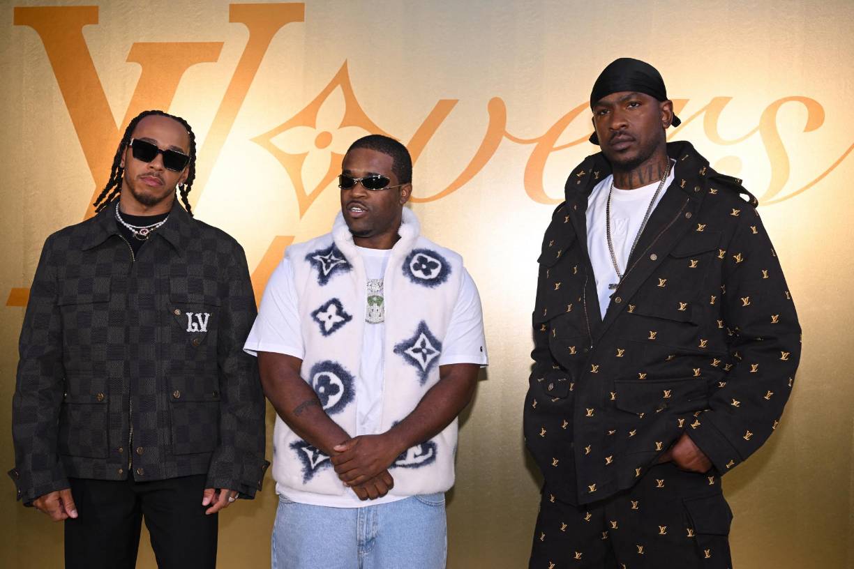 Lewis Hamilton, el rapero A$AP Ferg y el prodcutos Joseph Junior Adenuga aka Skepta 