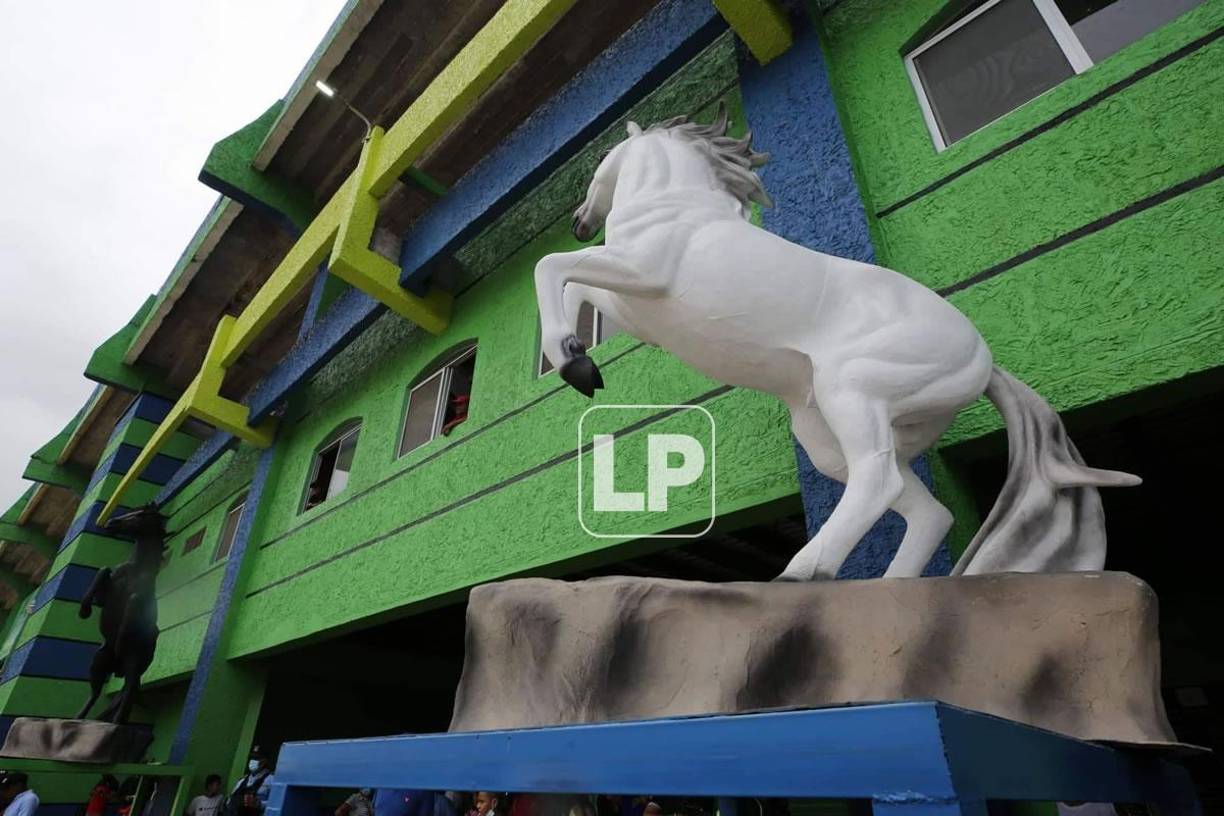 El Olancho FC colocó a dos potros en la entrada del estadio Juan Ramón Brevé Vargas.