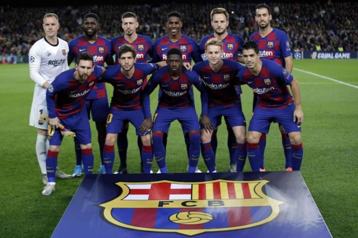 El equipo titular del Barcelona en el Camp Nou contra el Borussia Dortmund.