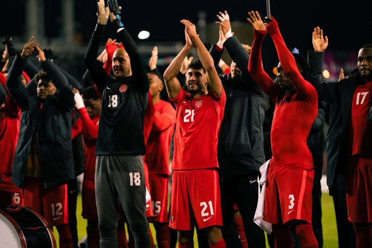 La celebración de Canadá por la victoria y clasificación a las semifinales de la Nations League de Concacaf.