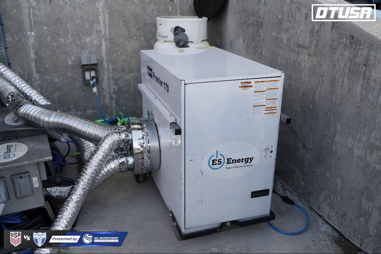 Los organizadores han instalado un equipo de calefacción en los bancos de suplentes para mantener cálidos a los jugadores.