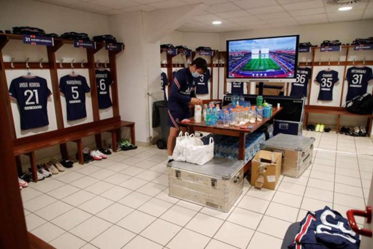 El camerino que utilizó el PSG en el estadio Francis-Le Blé del Brest.