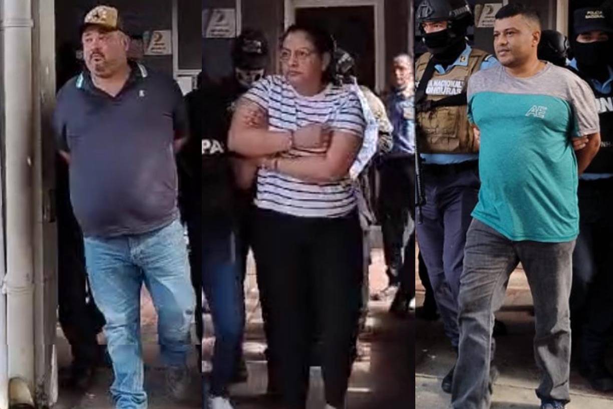 Víctor Manuel Sandoval Milla de 46 años, Wildrin Odesa Jiménez Banegas y Mariano Meza Murillo, fueron capturados este martes en un condominio de San Pedro Sula.
