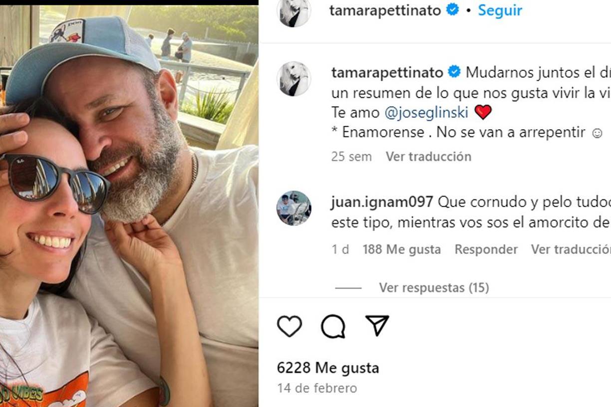 Tamara Pettinato fue pareja José Glinski en Instagram.