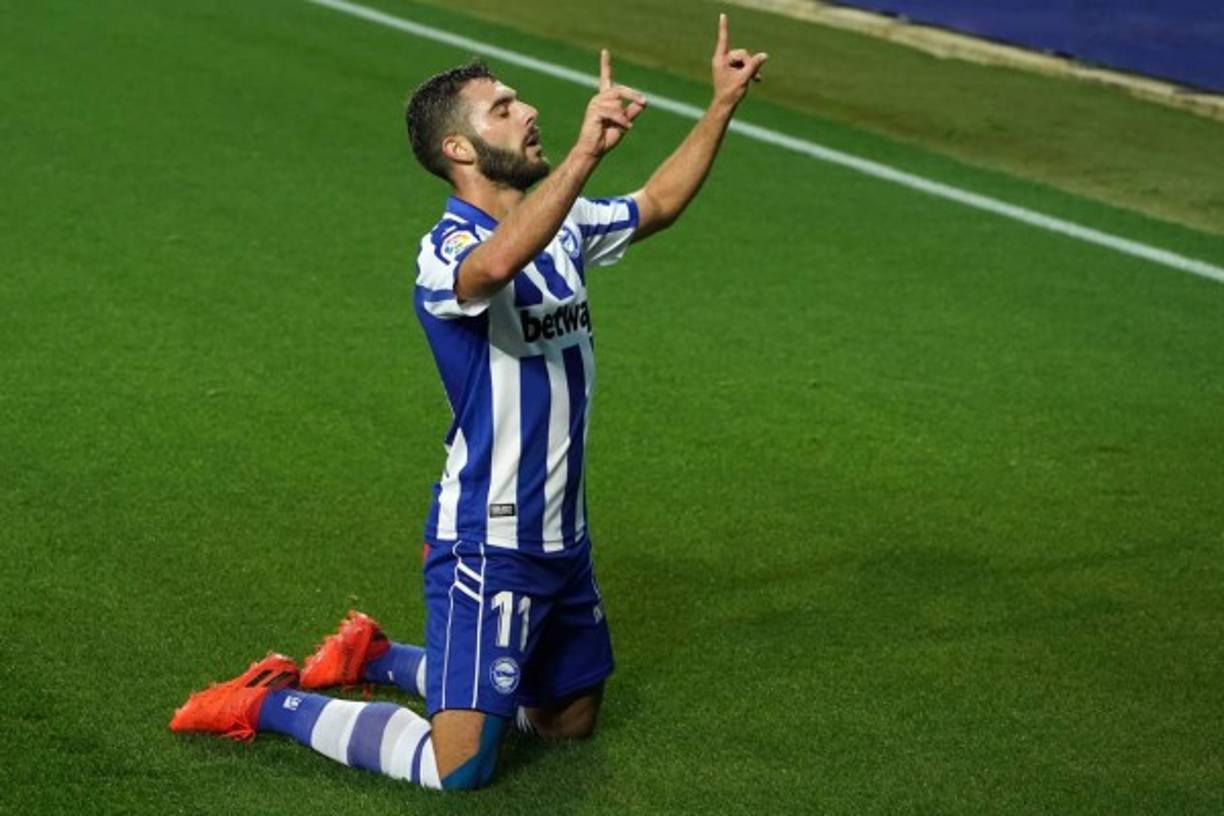 Luis Rioja celebrando su gol contra el Barcelona.