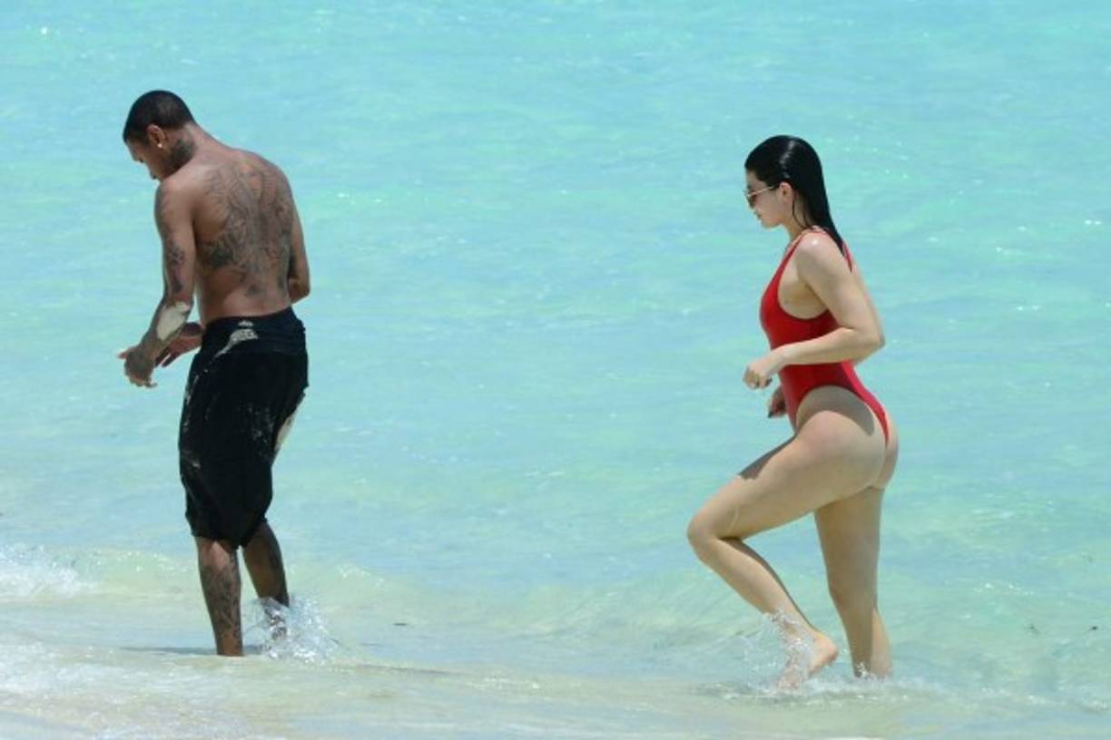 Kylie Jenner con su novio Tyga.