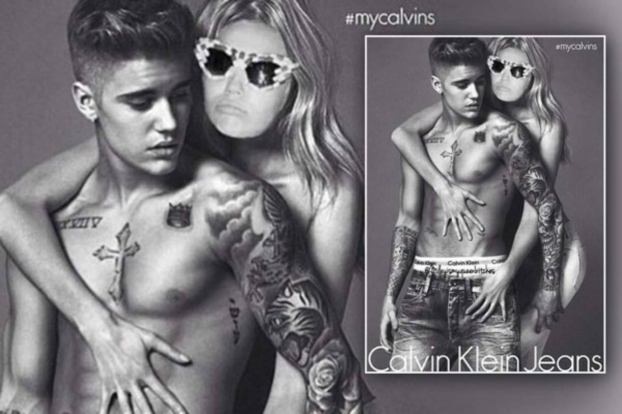 Miley Cyrus publicó un montaje sobre la nueva colección de Calvin Klein que protagoniza Justin Bieber.