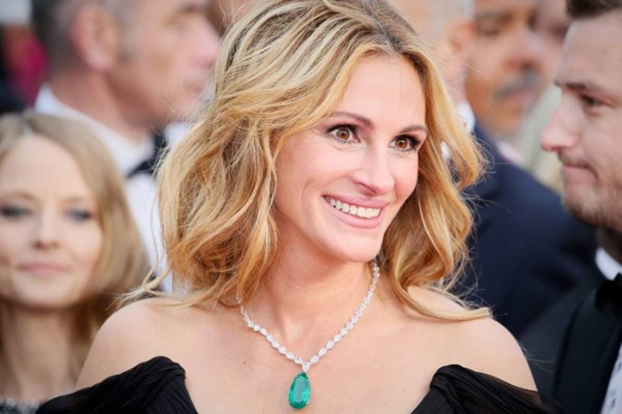 Julia Roberts se mostró sonriente y de muy buen humor, conquistando a todos con su ya legendaria sonrisa.