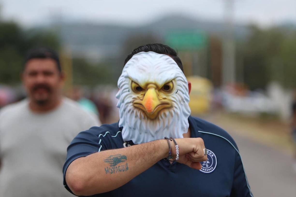 Este aficionado llegó bien identificado al estadio.