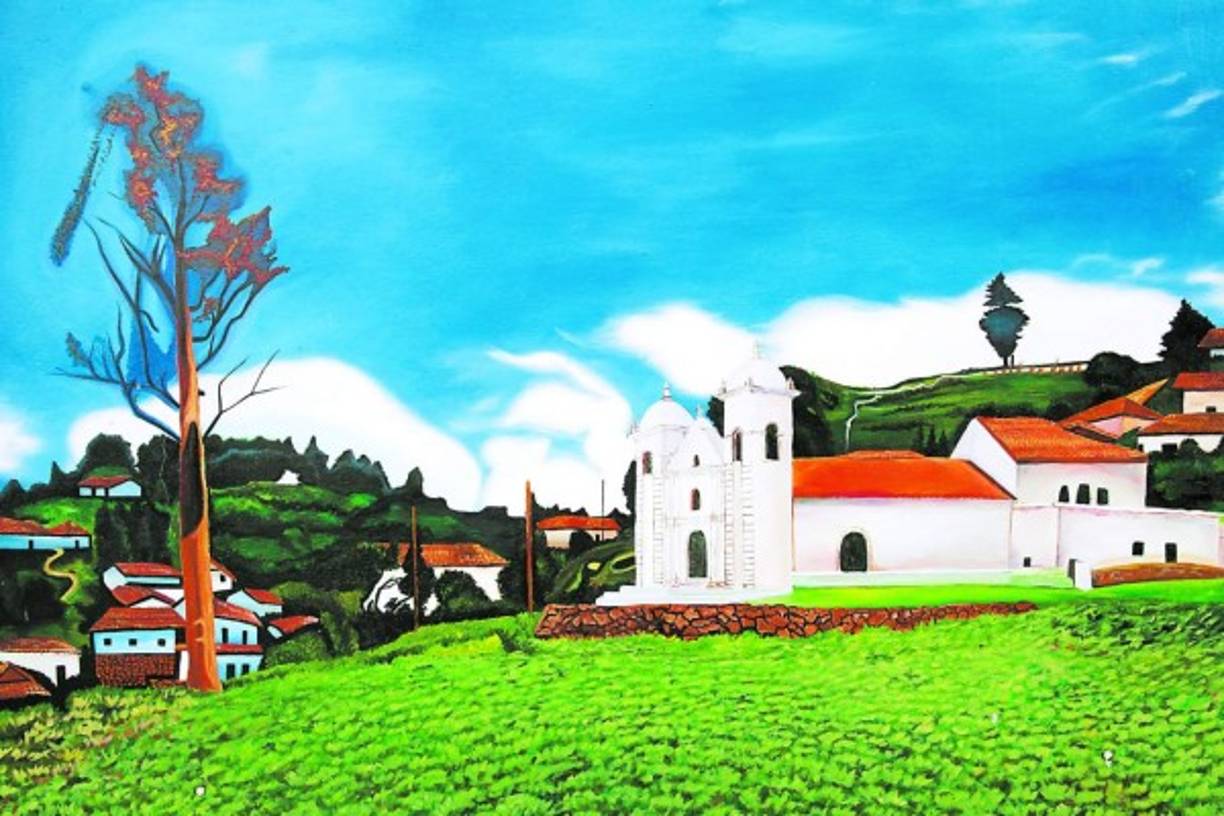 Mural que adorna el pueblo en una de sus tantas esquinas de calles empedradas y casas coloniales de tejas rojas.