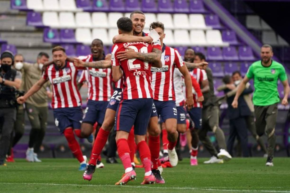 La celebración de los jugadores del Atlético de Madrid al ganar el título de la Liga Española.