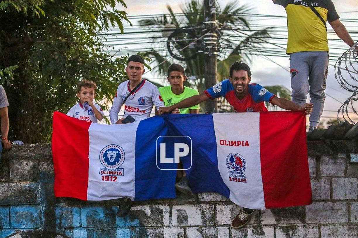 Algunos aficionados se las ingeniaron para subirse a este árbol y poder ver el partido UPN-Olimpia.