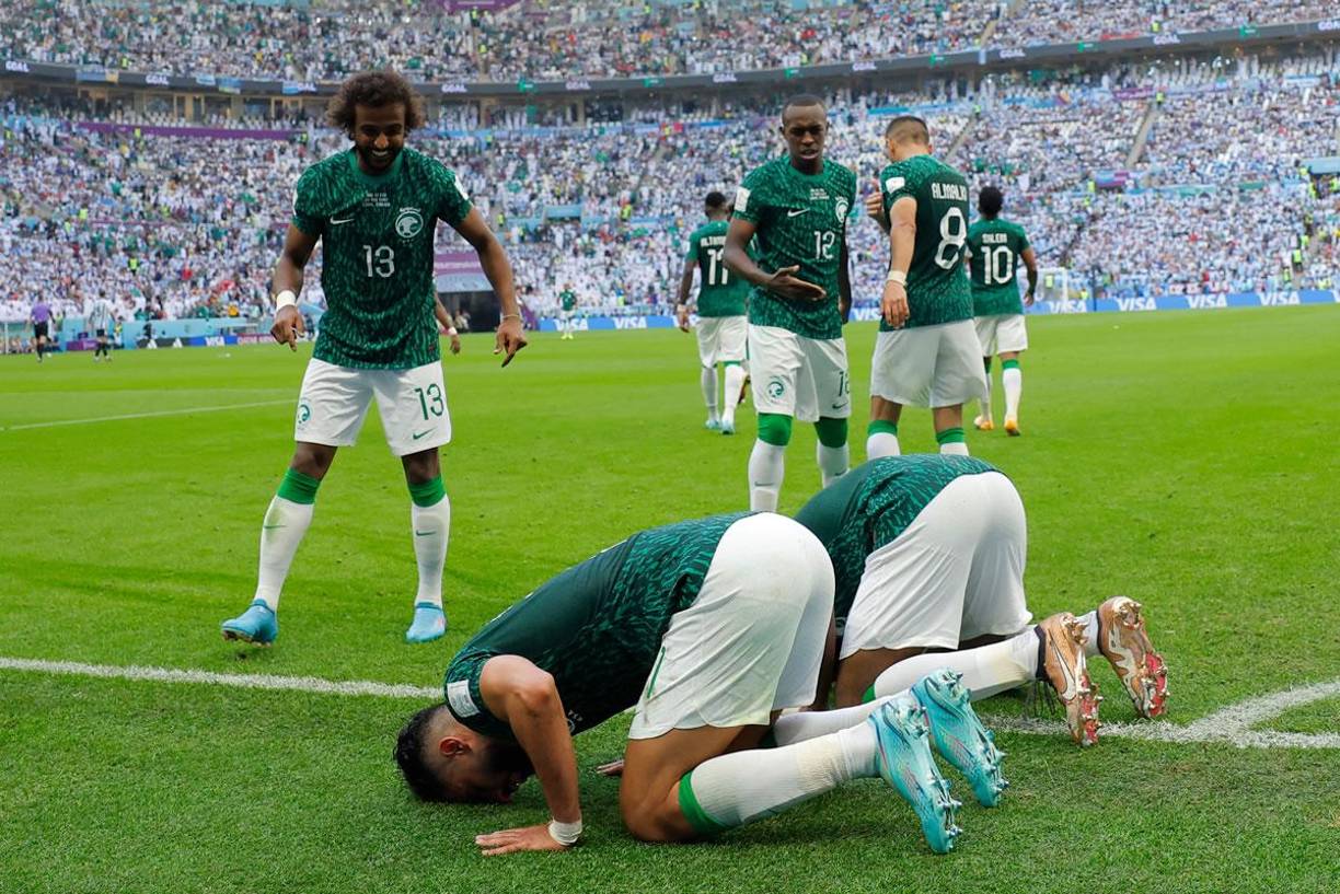La celebración de Salem Al-Dawsari tras marcar su golazo contra Argentina.