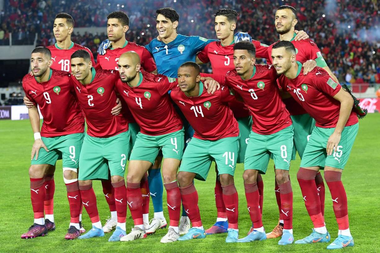 Marruecos - Esta será la sexta participación de la selección marroquí en una Copa del Mundo, luego de las ediciones 1970, 1986, 1994, 1998 y 2018, y es la segunda vez que logra participar en dos torneos consecutivos. 