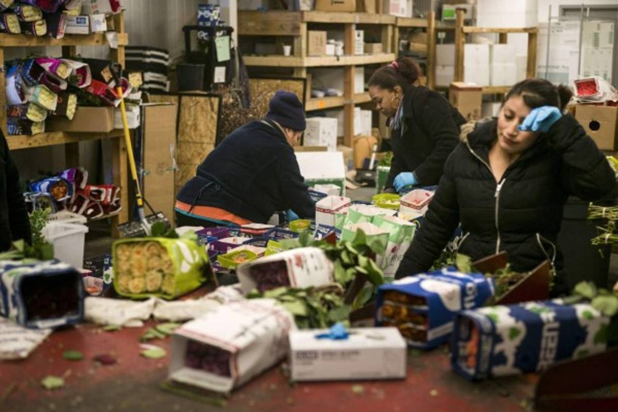 Para algunos, San Valentín es uno de los días con más trabajo del año. Planta empacadora de flores en EUA.