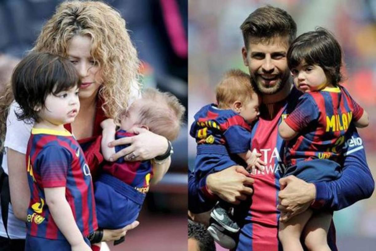 Shakira y Piqué juntos a sus hijos Milan y Sasha.