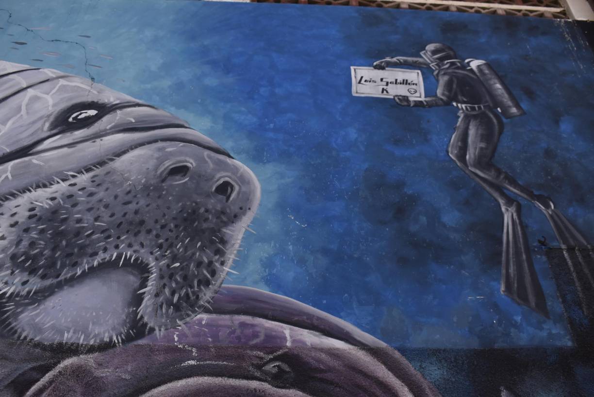 El muralista Luis Sabillón también dejó su marca y su talento en un atractivo mural en la tercera calle. 