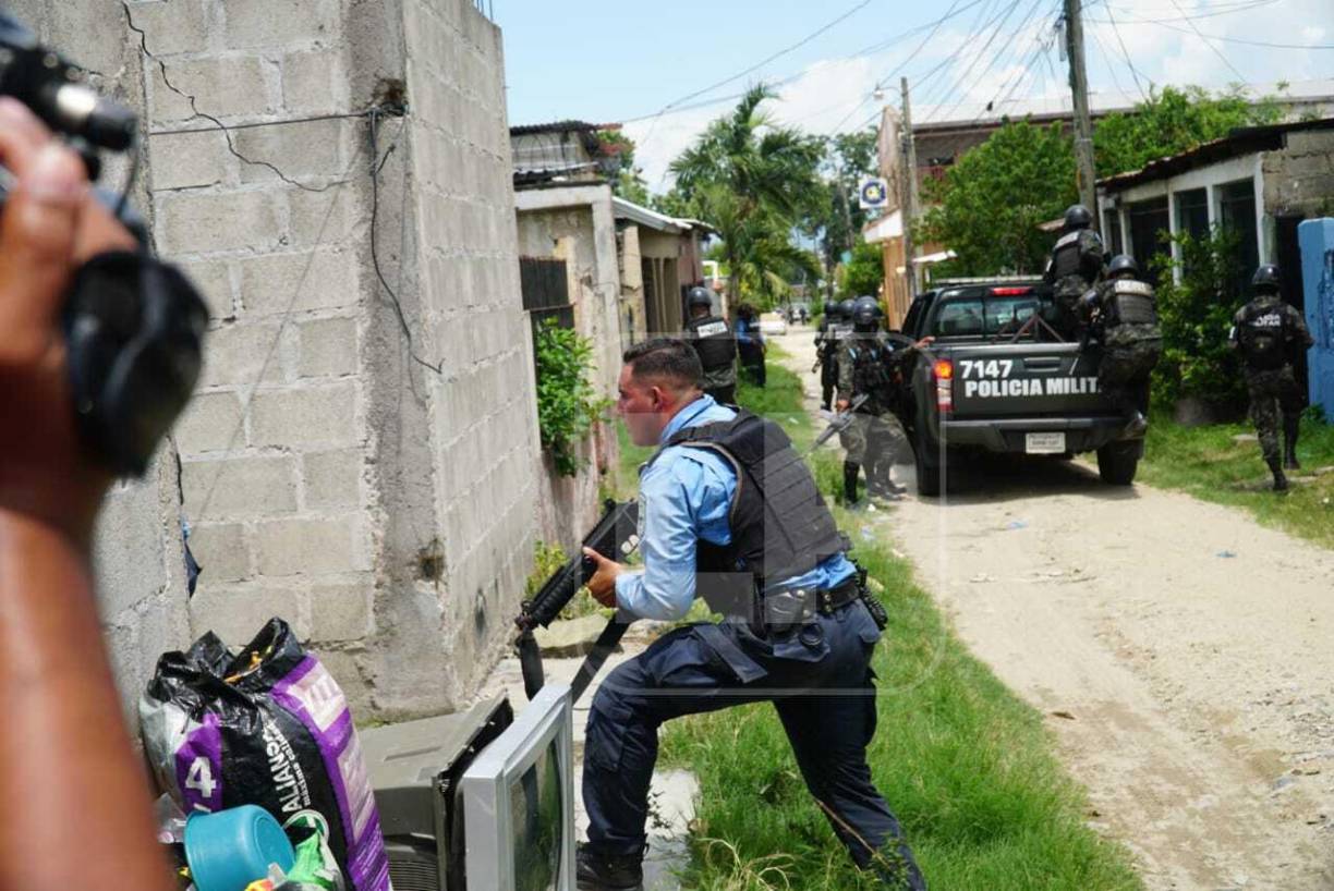 Operativo termina en tiroteo entre policías y pandilleros en la Col. La Unión de San Pedro Sula (Fotos)