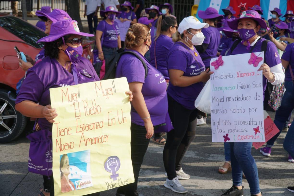 Marcha del Día del Trabajador en San Pedro Sula. Fotos: José Cantarero / La Prensa