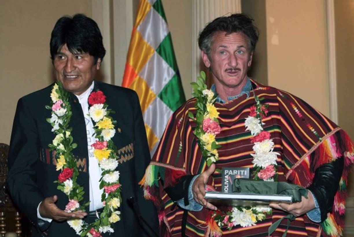 Evo Morales y Sean Penn.