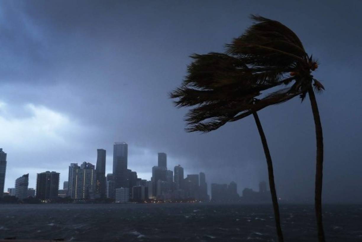 MIAMI, FL - SEPTEMBER 09: The skyline is seen as the outerbands of Hurricane Irma start to reach Florida on September 9, 2017 in Miami, Florida. Florida is in the path of the Hurricane which may come ashore at category 4. Joe Raedle/Getty Images/AFP<br/><br/>== FOR NEWSPAPERS, INTERNET, TELCOS & TELEVISION USE ONLY ==<br/><br/>