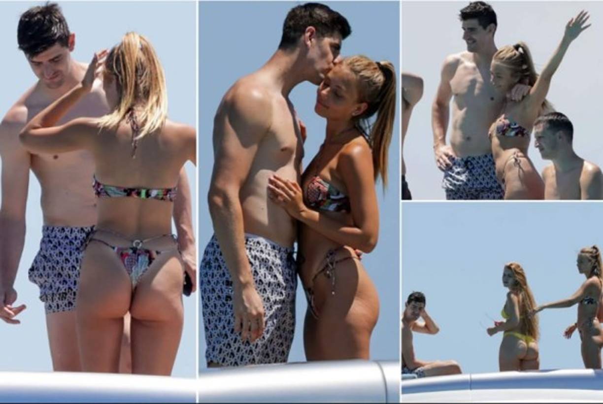 Thibaut Courtois y Mishel Gerzig fueron vistos juntos muy cariñosos durante las vacaciones del portero en la famosa isla de Ibiza. Fotos cortesía The Sun